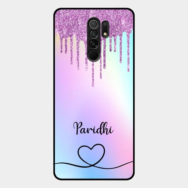 MultiColor Glitter Glass Case For Redmi 9 Prime