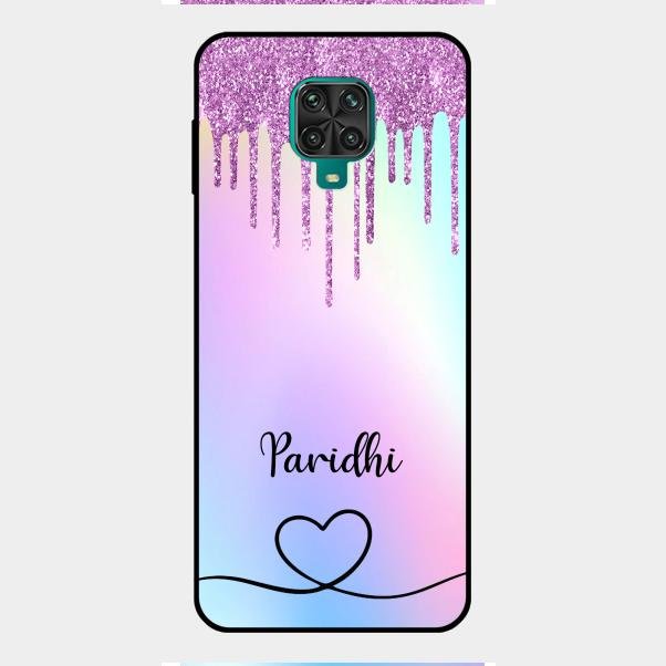 MultiColor Glitter Glass Case For Redmi Note 9 Pro