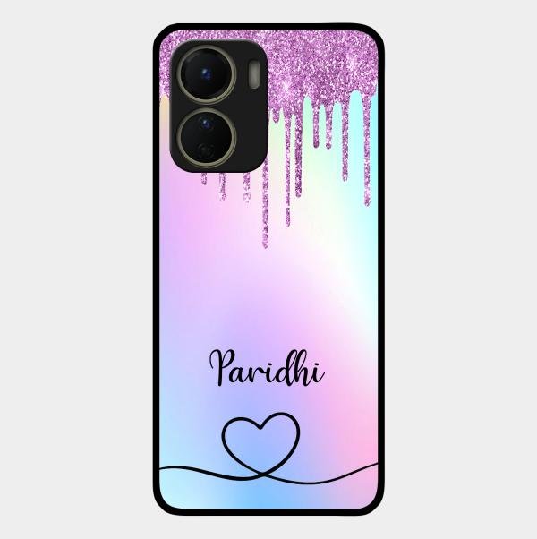 MultiColor Glitter Glass Case For Vivo T2X 5G