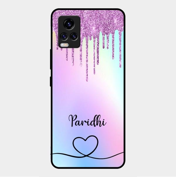 MultiColor Glitter Glass Case For Vivo V20 2021