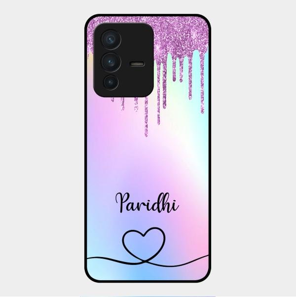 MultiColor Glitter Glass Case For Vivo V23 5G
