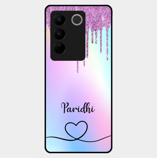 MultiColor Glitter Glass Case For Vivo V27 5G