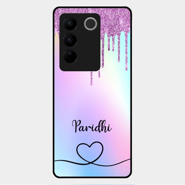 MultiColor Glitter Glass Case For Vivo V27 Pro 5G