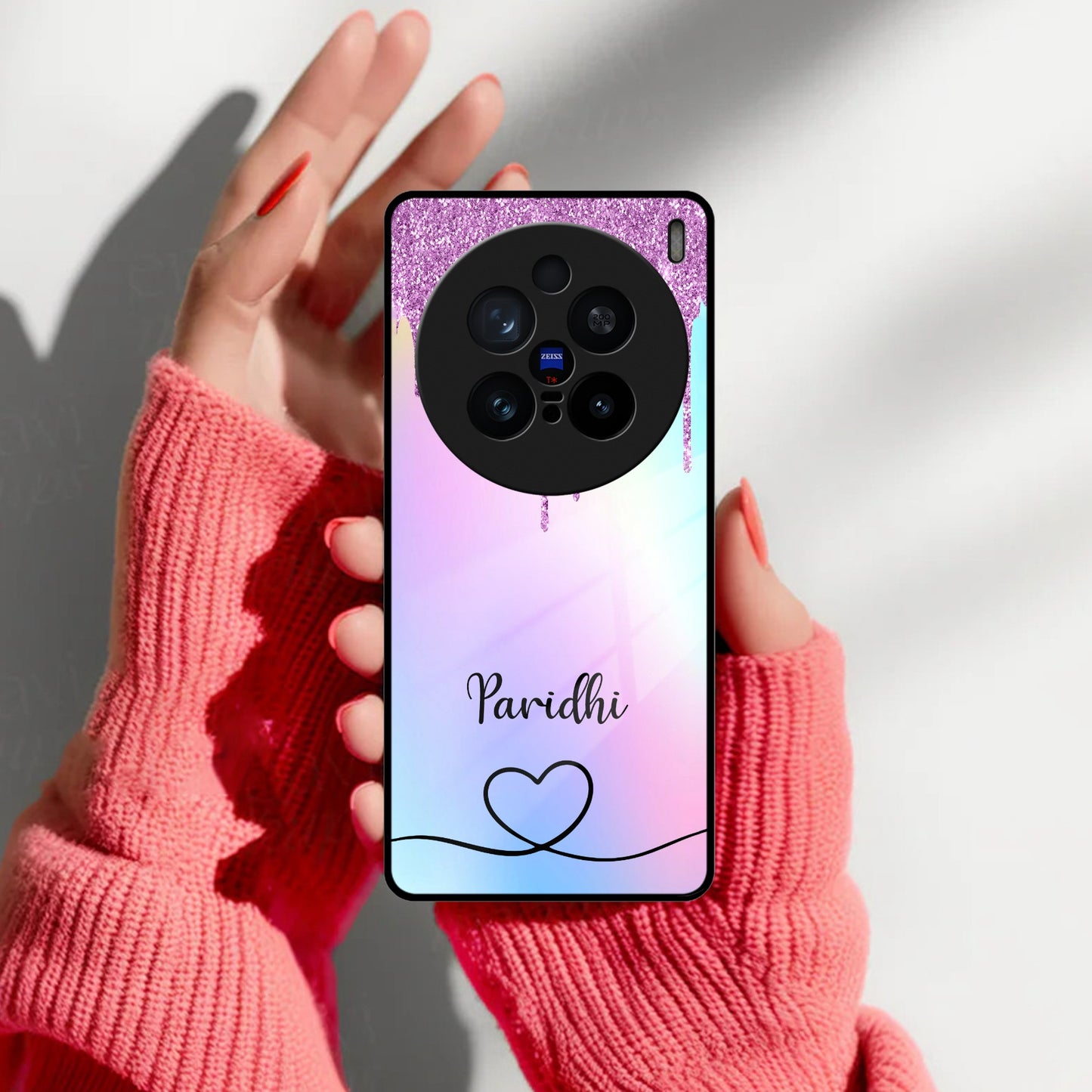 MultiColor Glitter Glass Case For Vivo