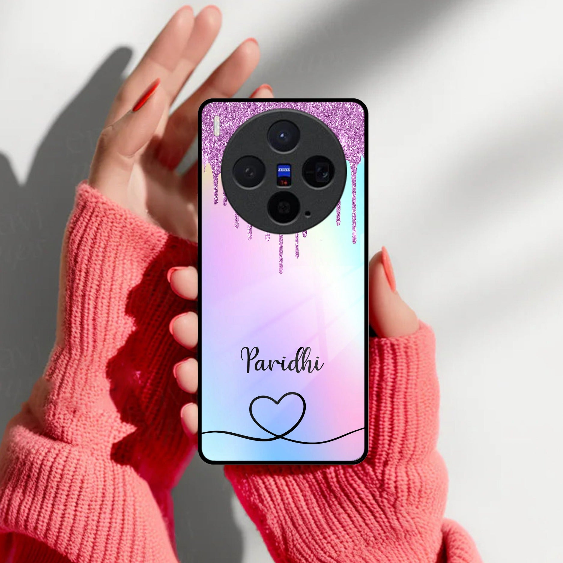 MultiColor Glitter Glass Case For Vivo