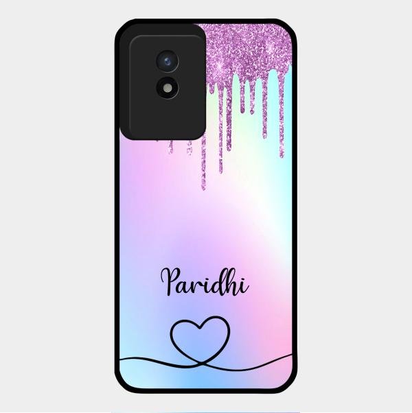 MultiColor Glitter Glass Case For Vivo Y02T