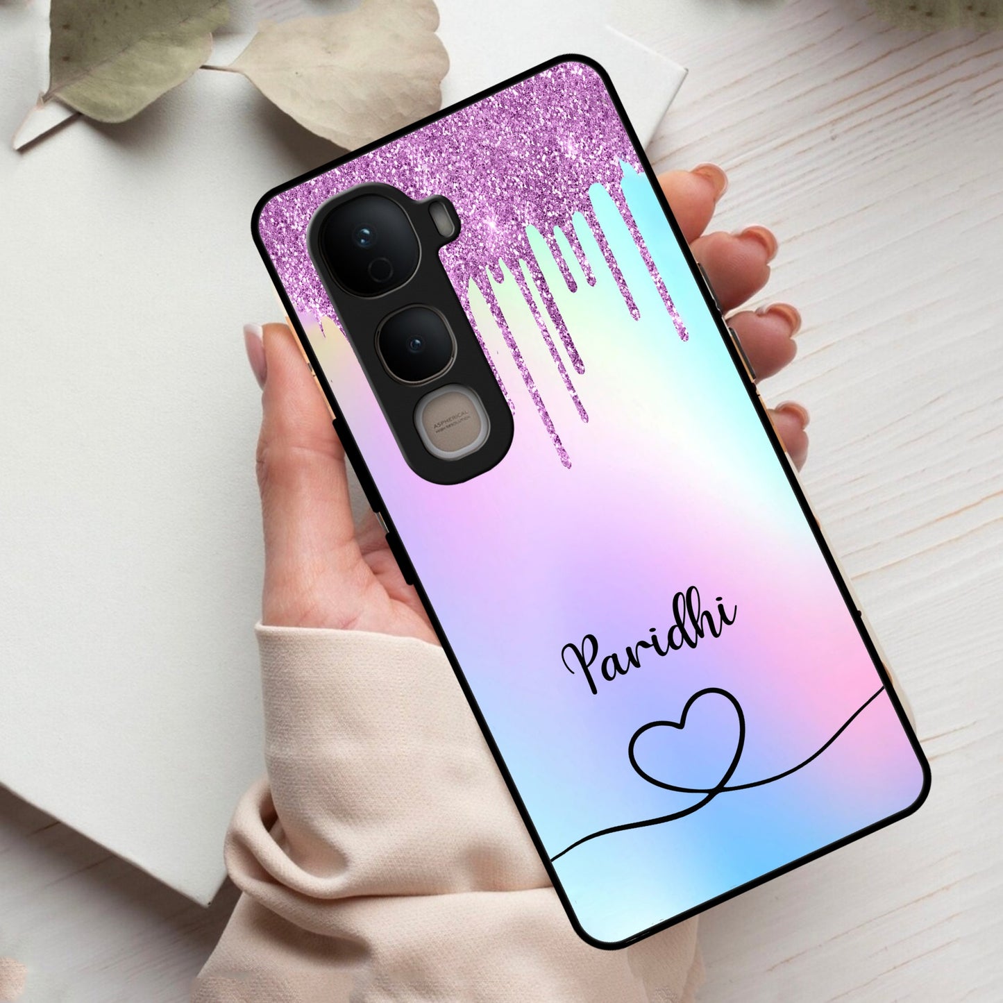 MultiColor Glitter Glass Case For Vivo