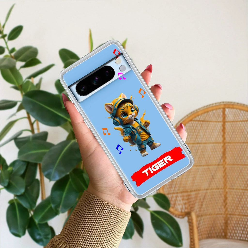 Music Cat Customize Transparent Silicon Case For Google Pixel 8 Pro 5G