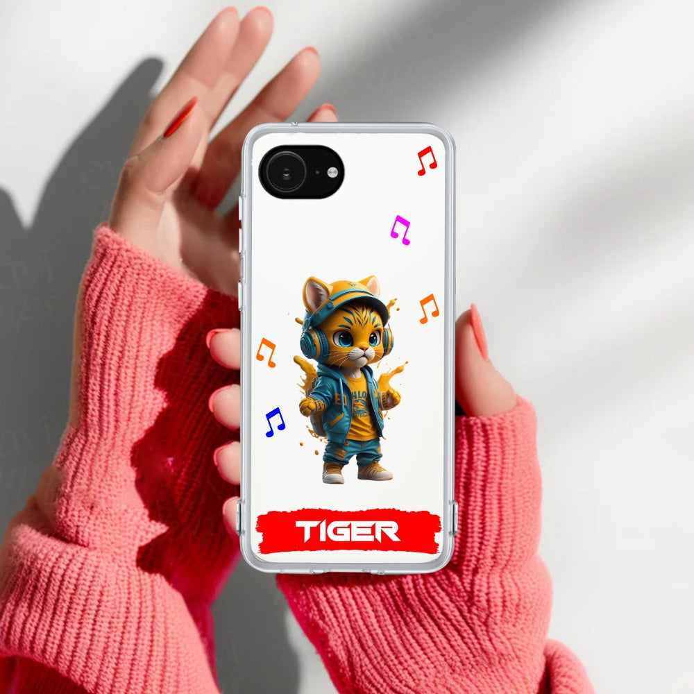 Music Cat Customize Transparent Silicon Case For iPhone