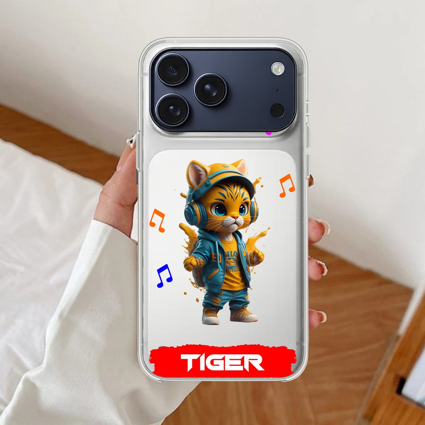 Music Cat Customize Transparent Silicon Case For iPhone