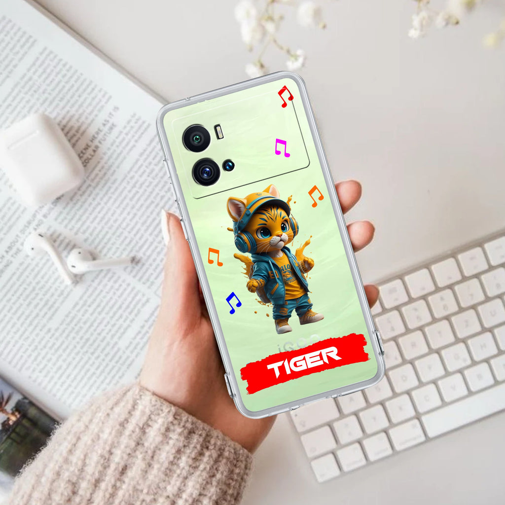 Music Cat Customize Transparent Silicon Case For iQOO Neo 7 Pro 5G