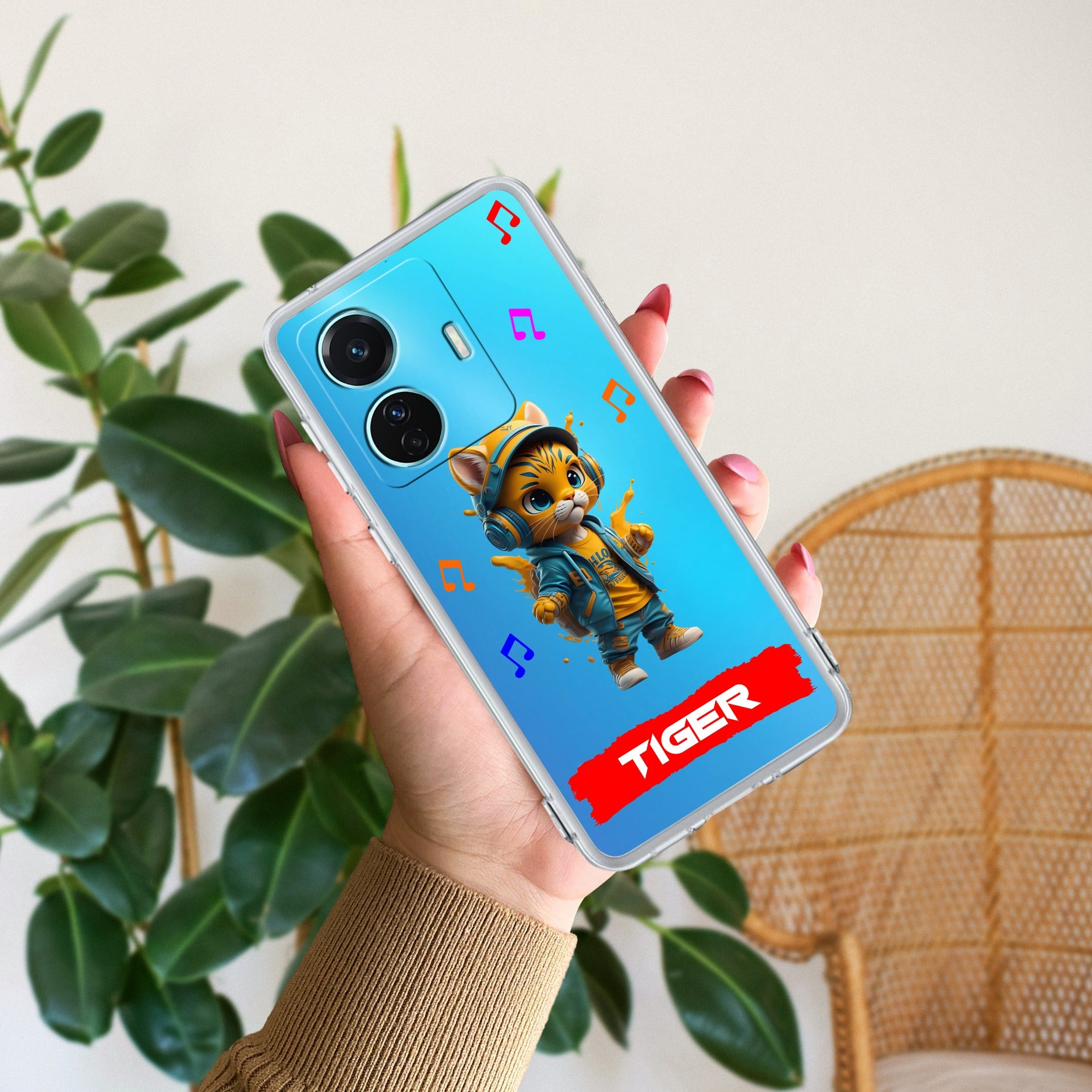 Music Cat Customize Transparent Silicon Case For Vivo T1 44W