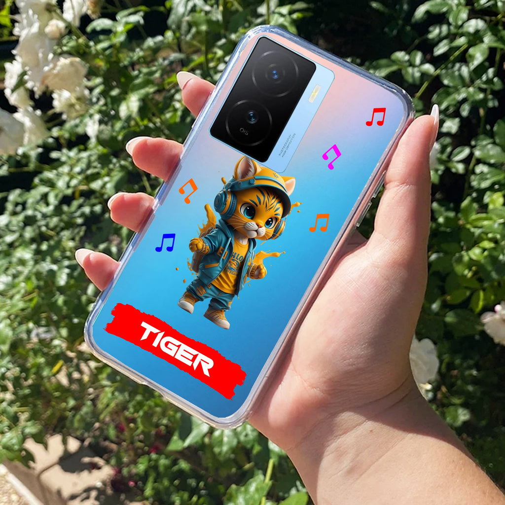 Music Cat Customize Transparent Silicon Case For iQOO Z7s 5G