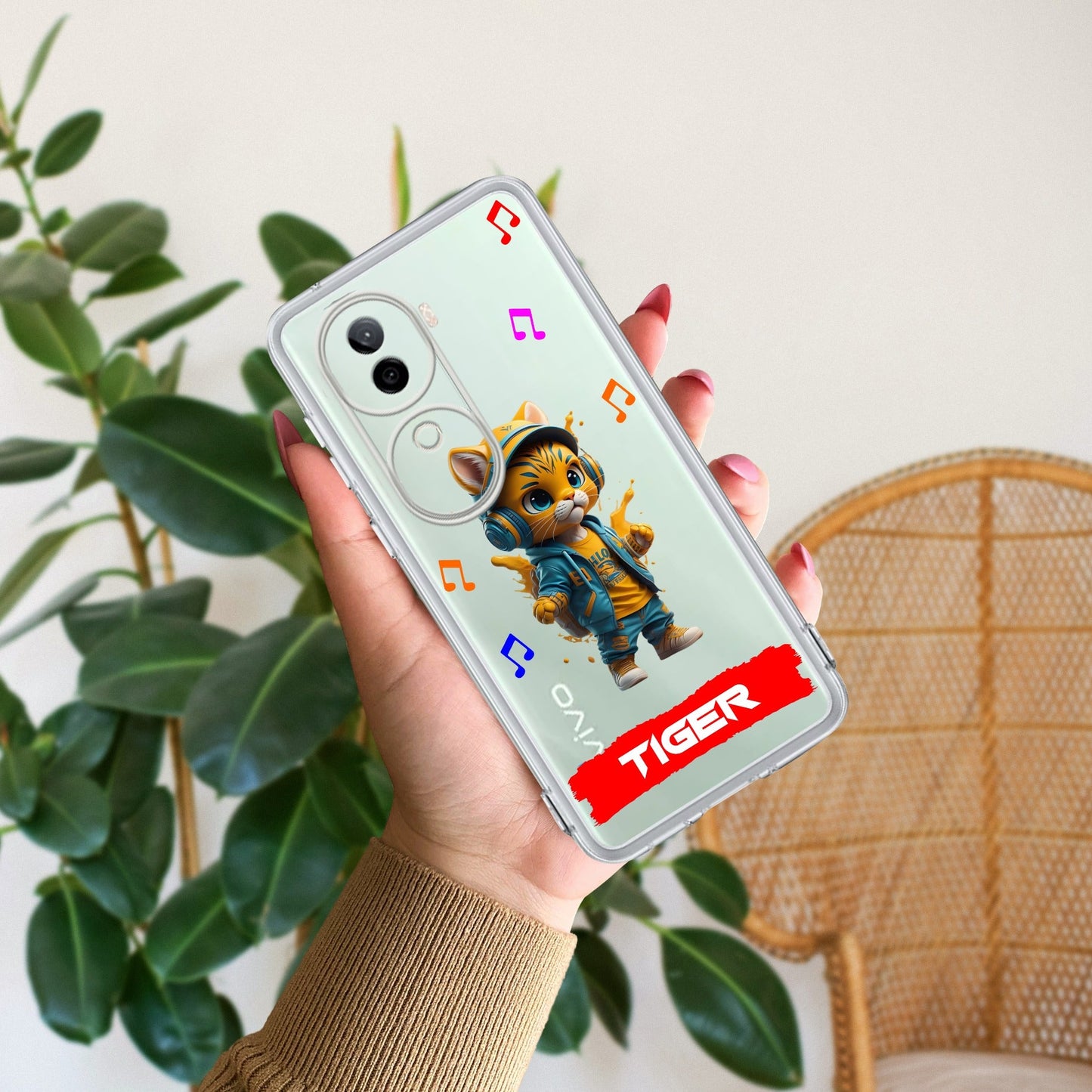 Music Cat Customize Transparent Silicon Case For Vivo