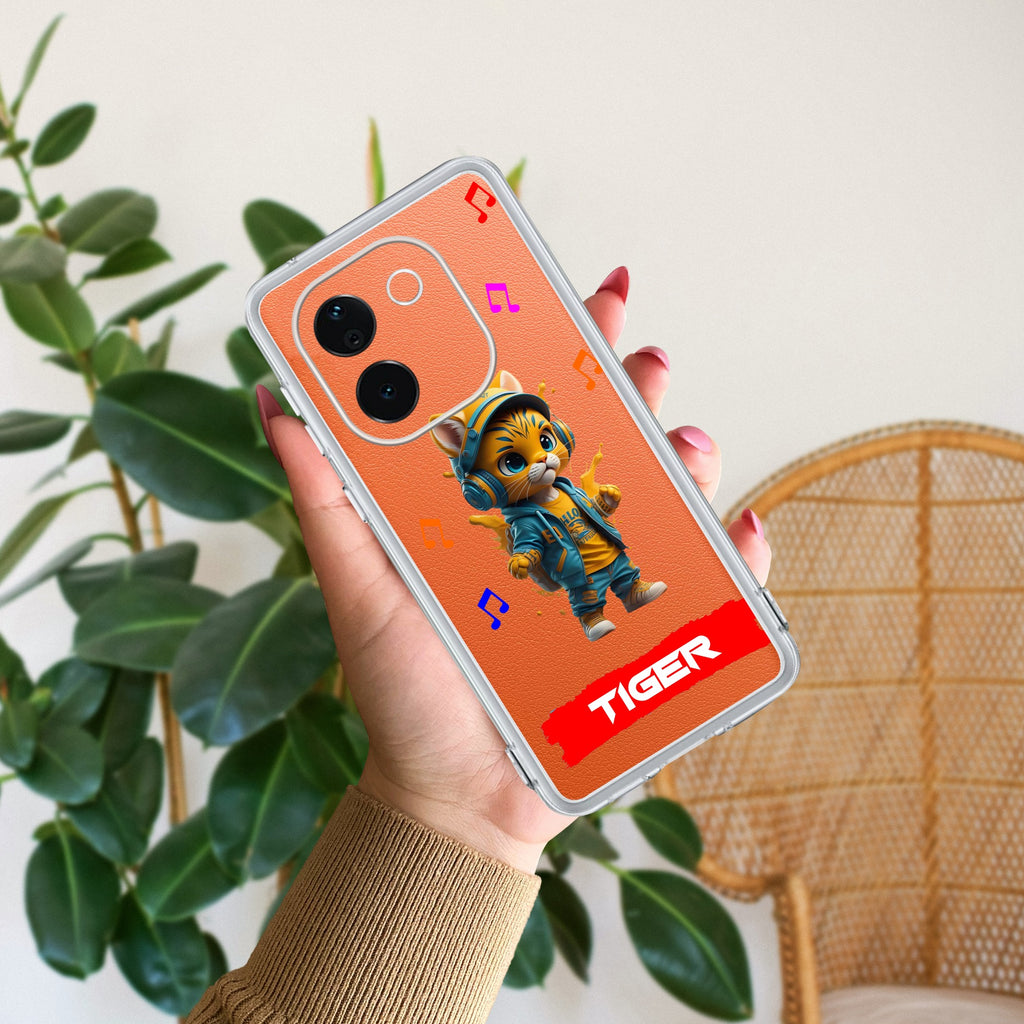 Music Cat Customize Transparent Silicon Case For Vivo T3 Pro 5G