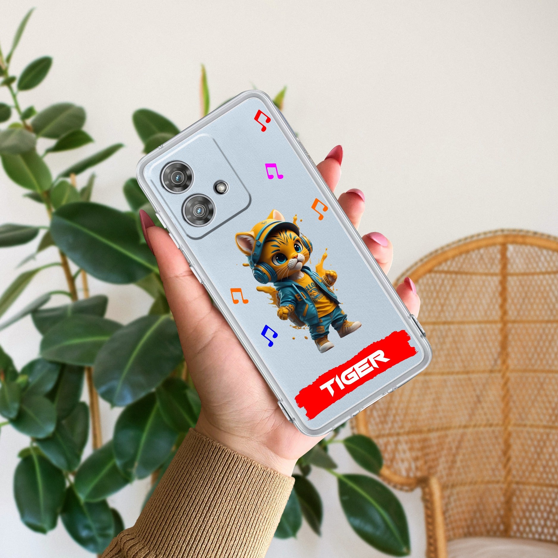 Music Cat Customize Anti Yellow Case For Motorola Edge 40 Neo 5G