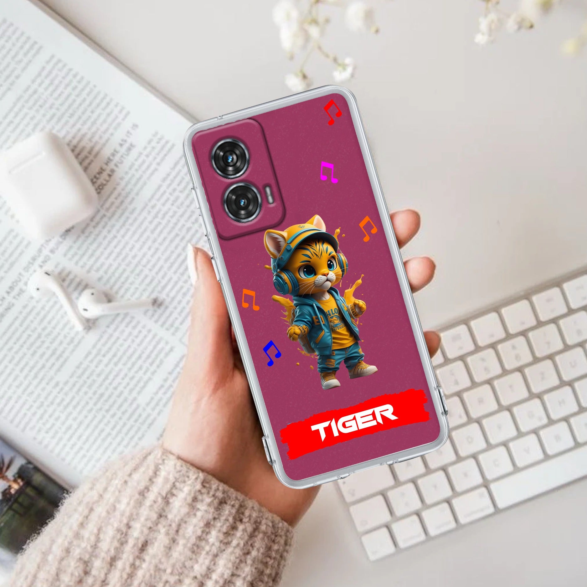 Music Cat Customize Anti Yellow Case For Motorola G96 5G
