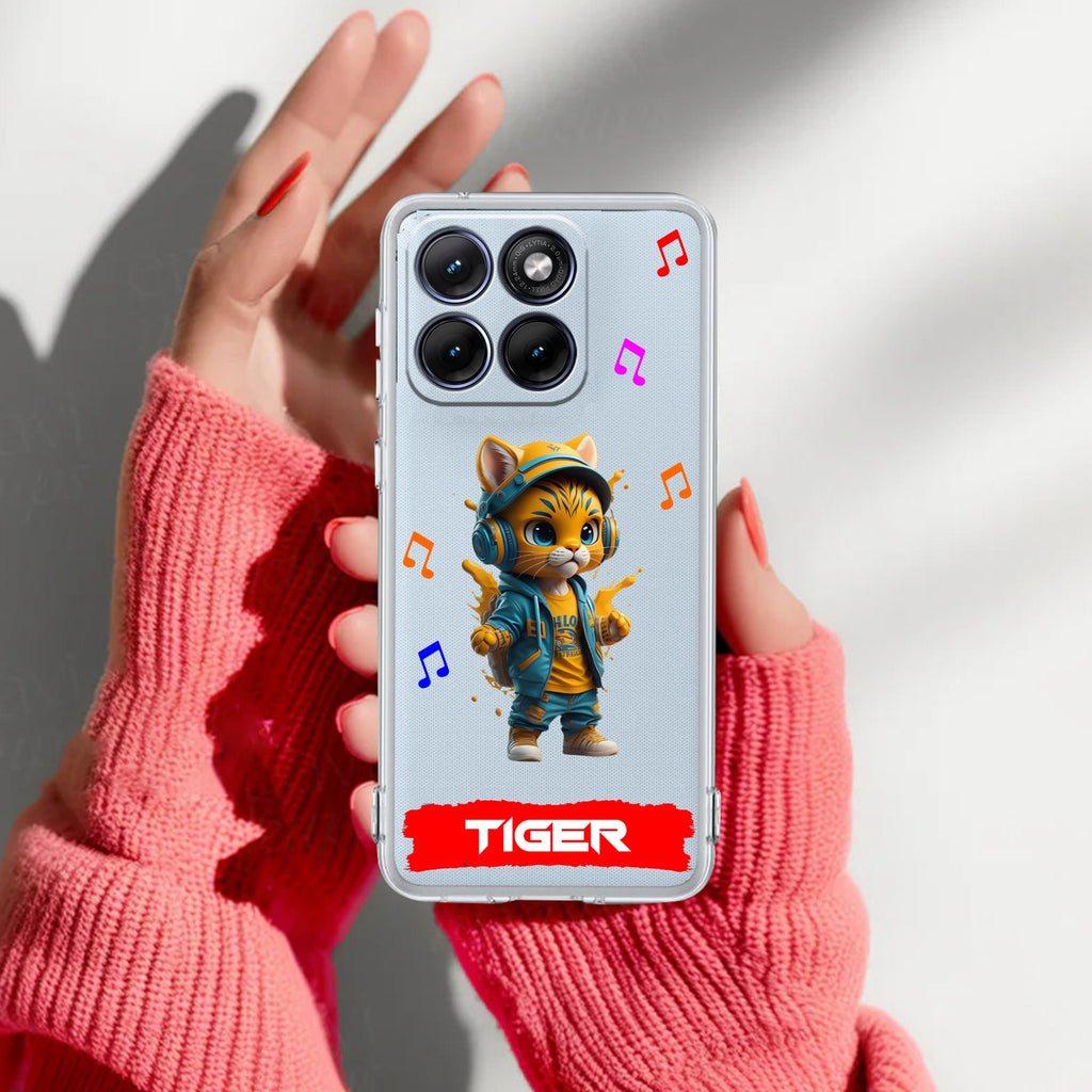 Music Cat Customize Anti Yellow Case For Motorola G67 Power 5G