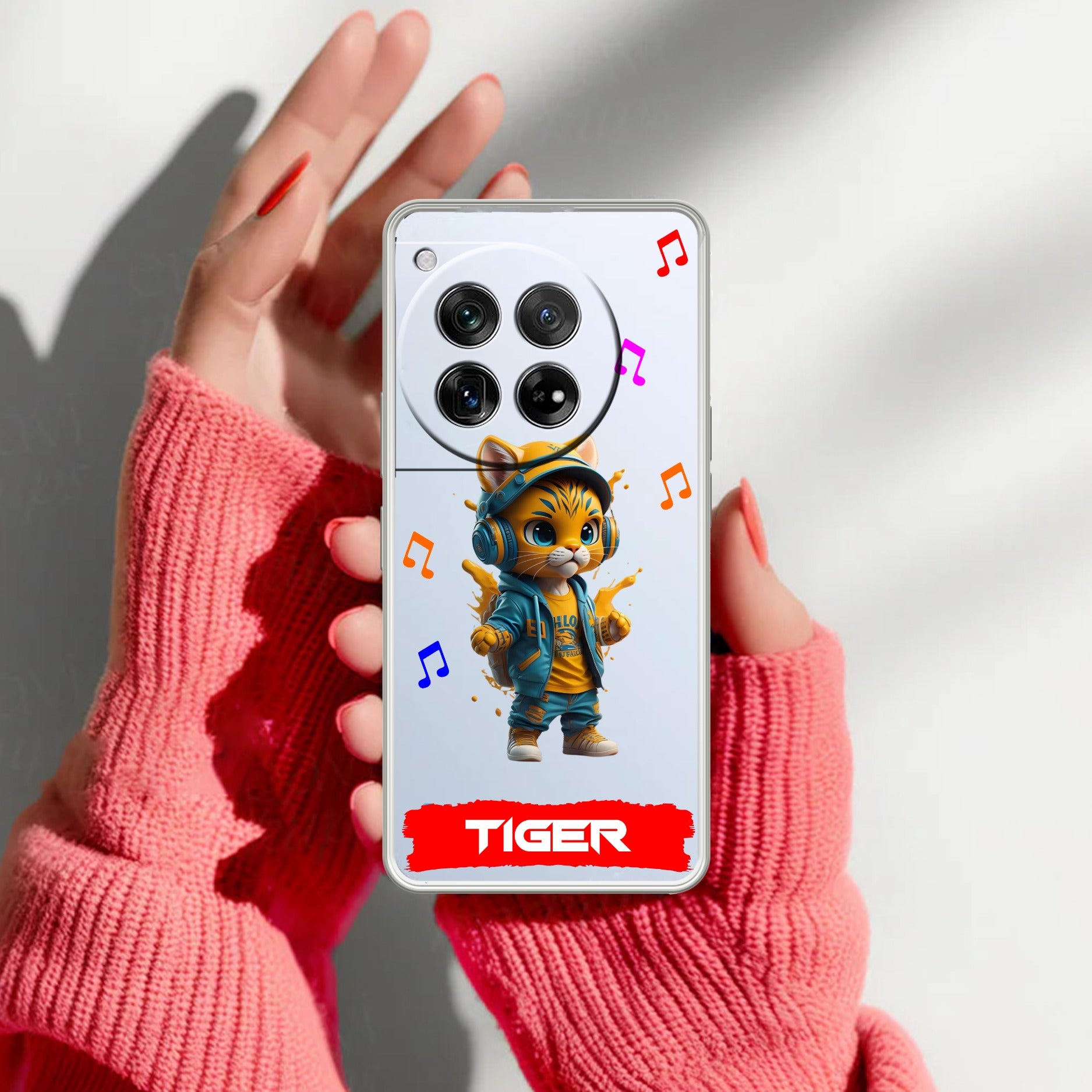 Music Cat Customize Transparent Silicon Case For OnePlus 12 5G