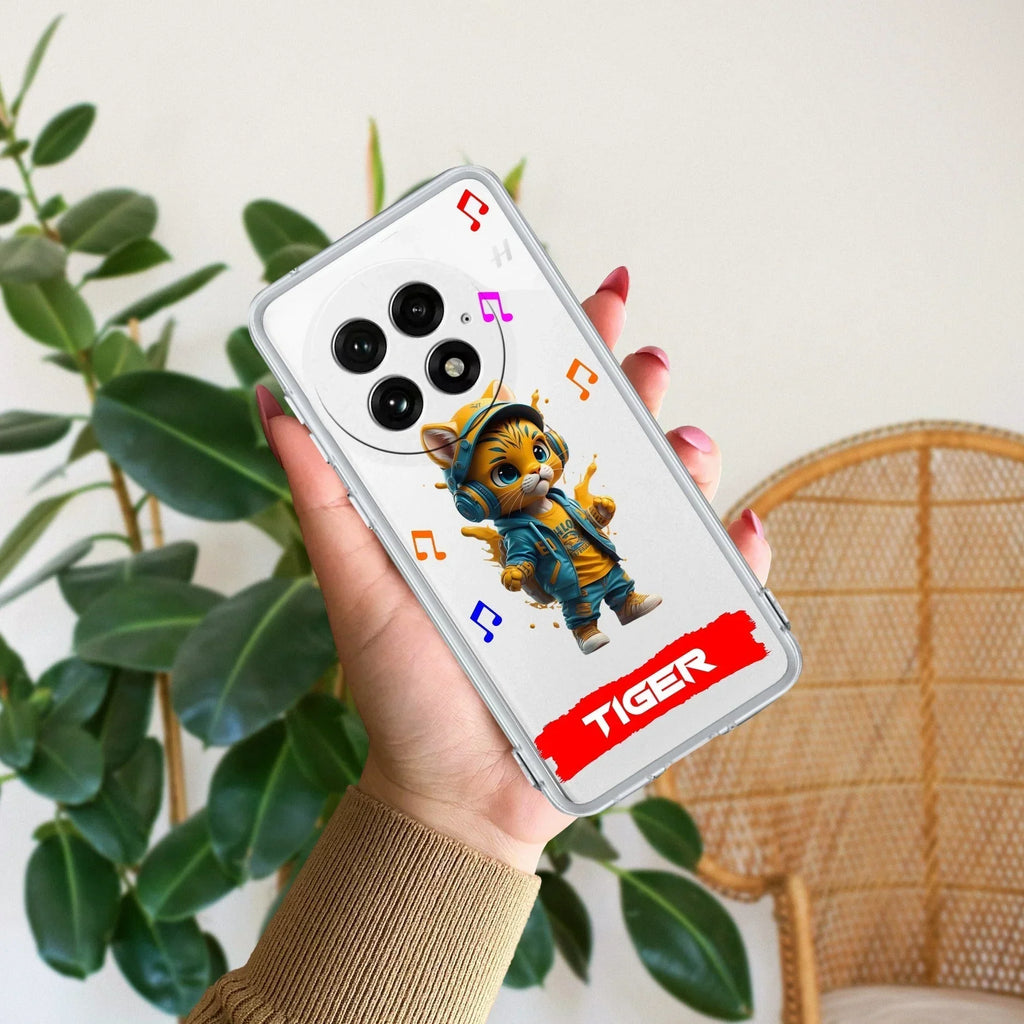 Music Cat Customize Transparent Silicon Case For OnePlus Nord 2 5G