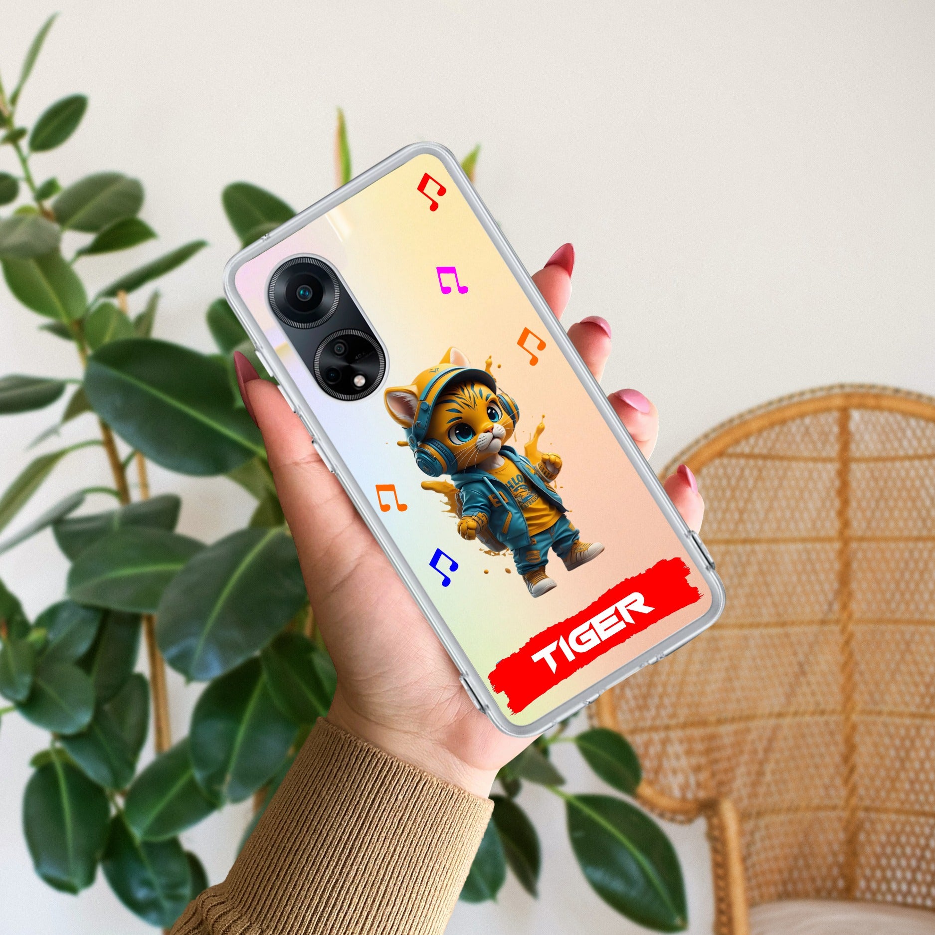 Music Cat Customize Anti Yellow Case For Oppo Reno 8T 5G