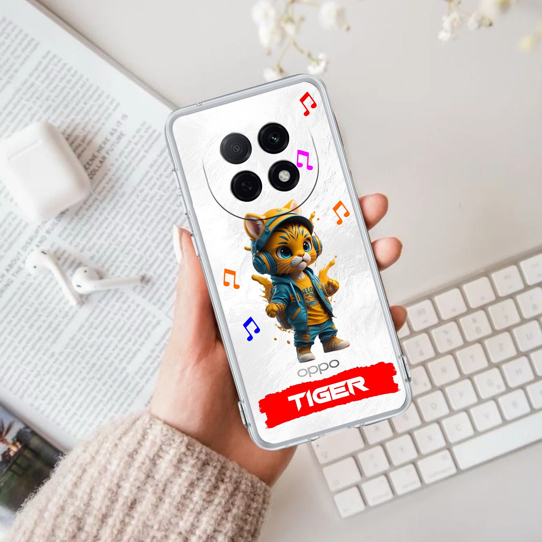 Music Cat Customize Anti Yellow Case For Oppo F29 Pro 5G
