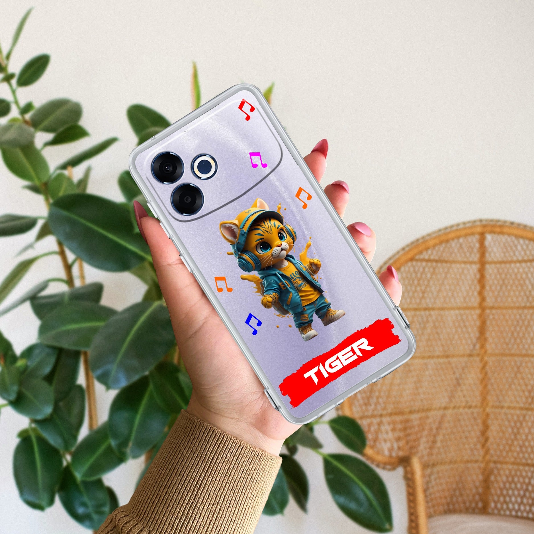 Music Cat Customize Transparent Silicon Case For Oppo F33 Pro 5G