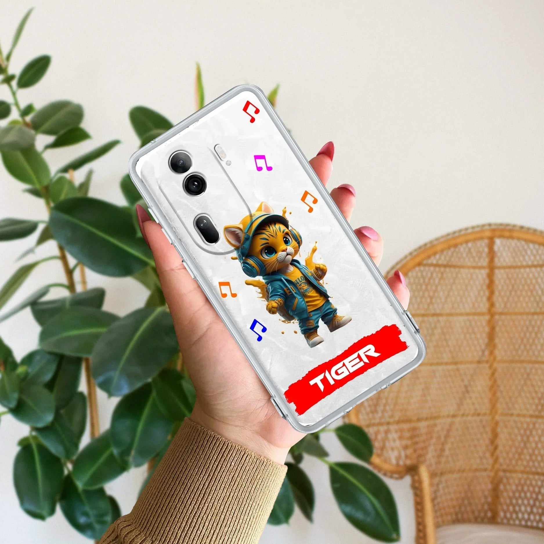 Music Cat Customize Anti Yellow Case For Oppo Reno 11 Pro 5G