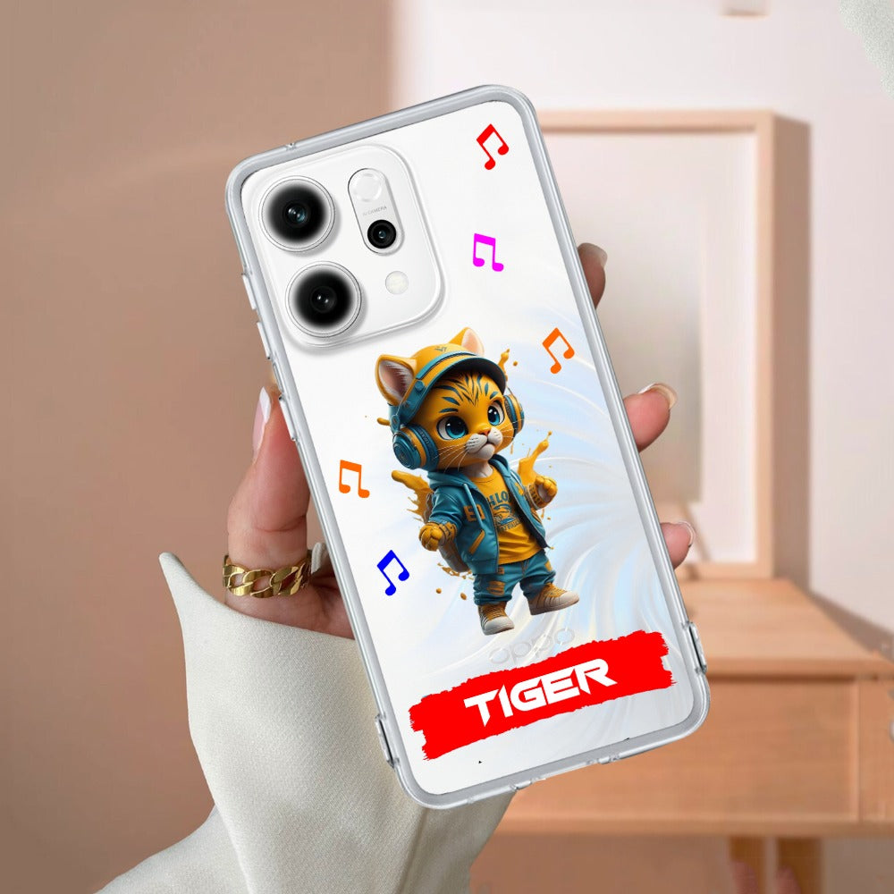 Music Cat Customize Transparent Silicon Case For Oppo