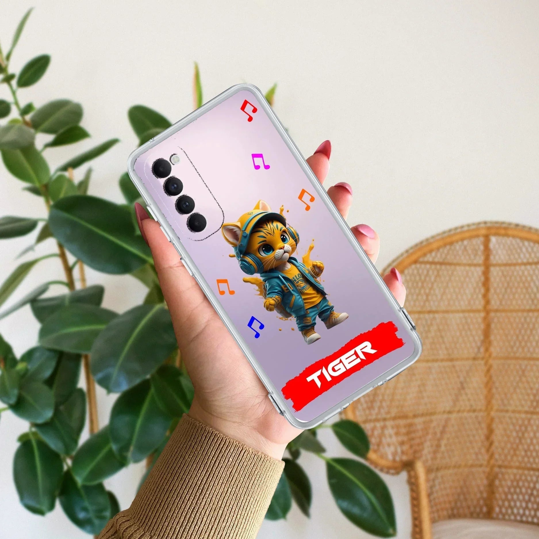 Music Cat Customize Anti Yellow Case For Oppo Reno 4 Pro
