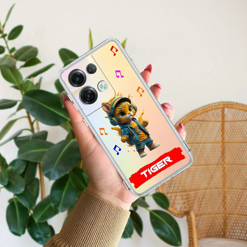 Music Cat Customize Anti Yellow Case For Oppo Reno 8 Pro 5G