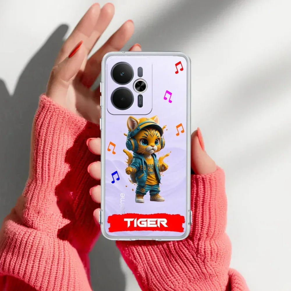 Music Cat Customize Anti Yelllow Case For Realme 14T 5G