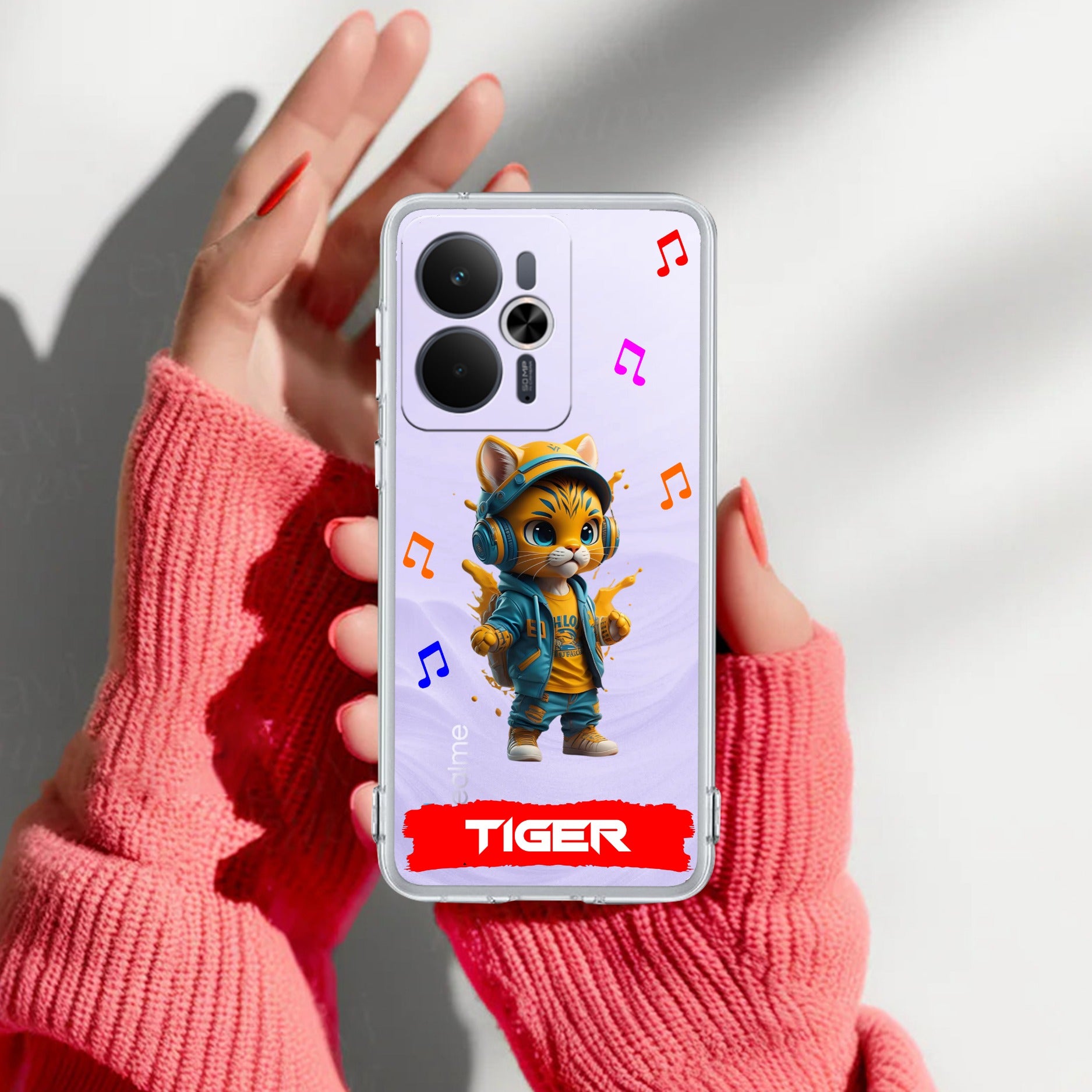 Music Cat Customize Anti Yelllow Case For Realme 14T 5G