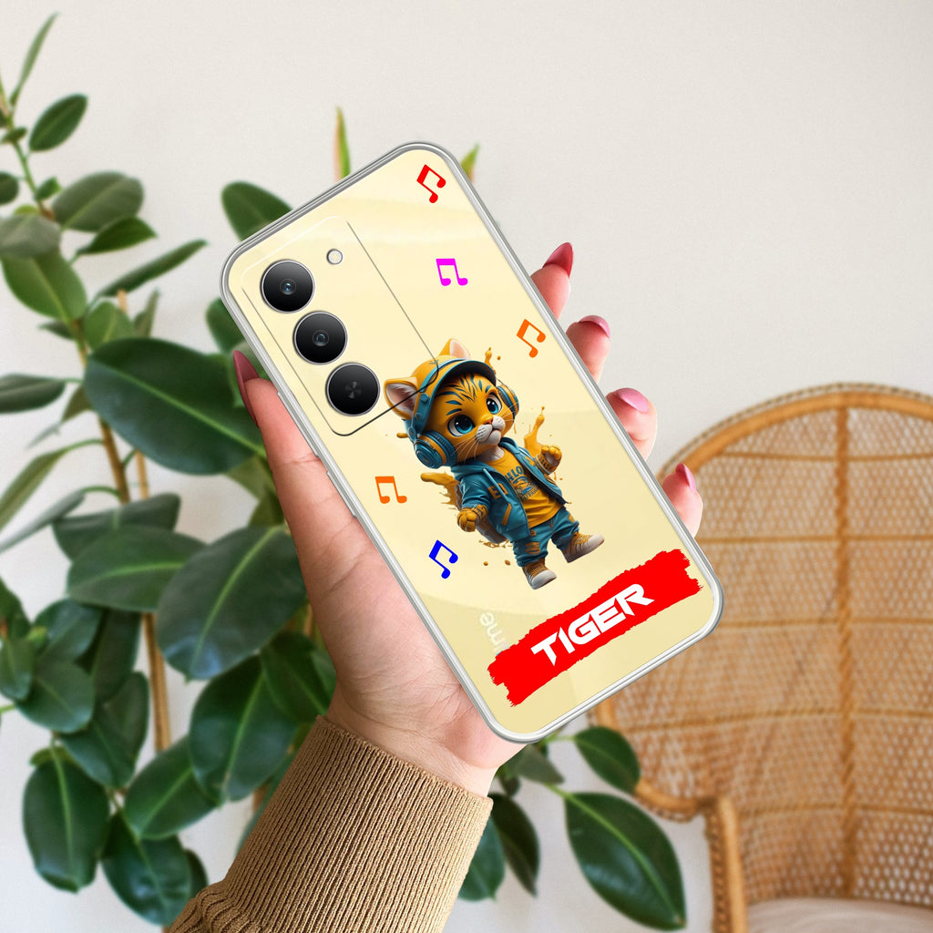 Music Cat Customize Anti Yelllow Case For Realme 14x 5G