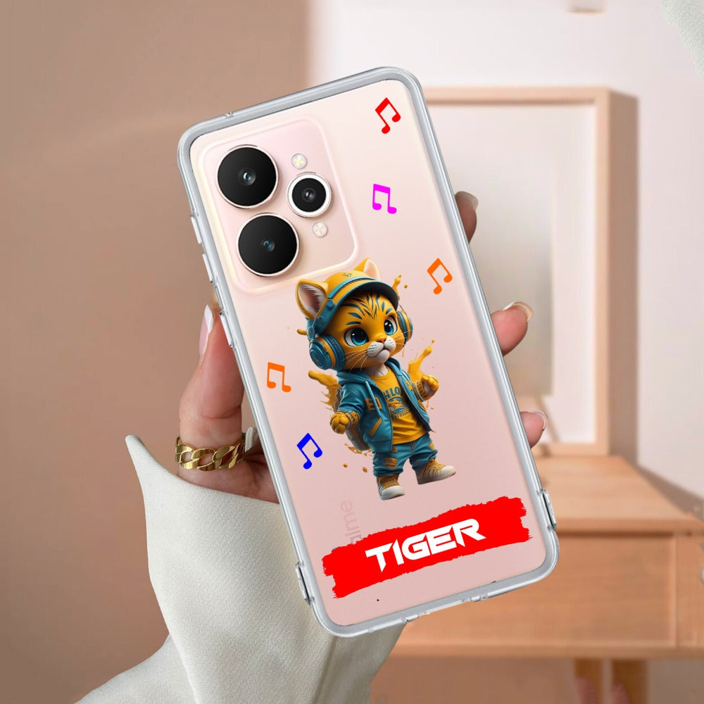 Music Cat Customize Transparent Silicon Case For Realme/Narzo