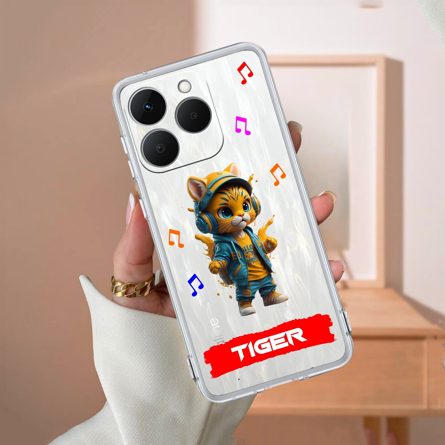 Music Cat Customize Transparent Silicon Case For Realme/Narzo