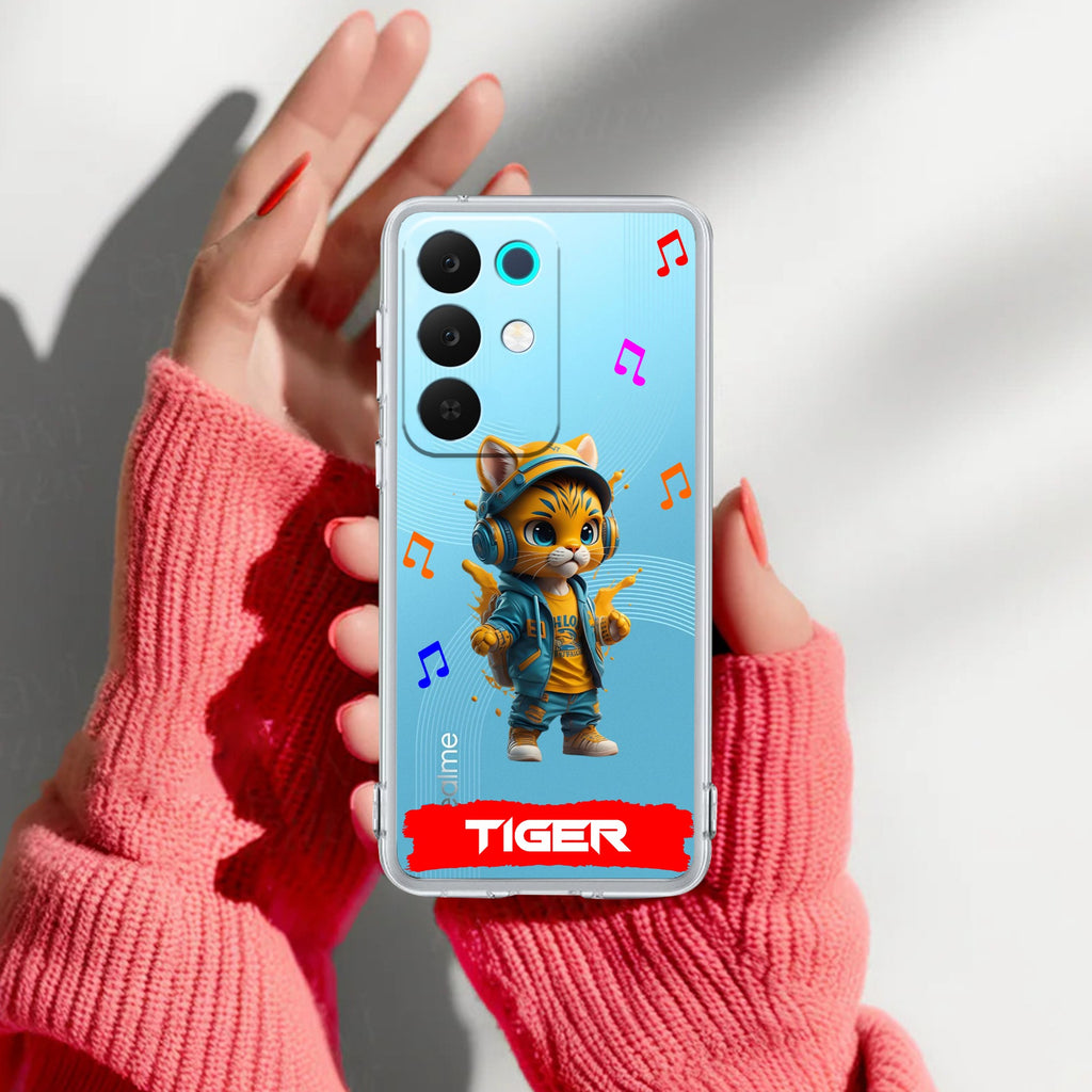 Music Cat Customize Anti Yelllow Case For Realme 15X 5G
