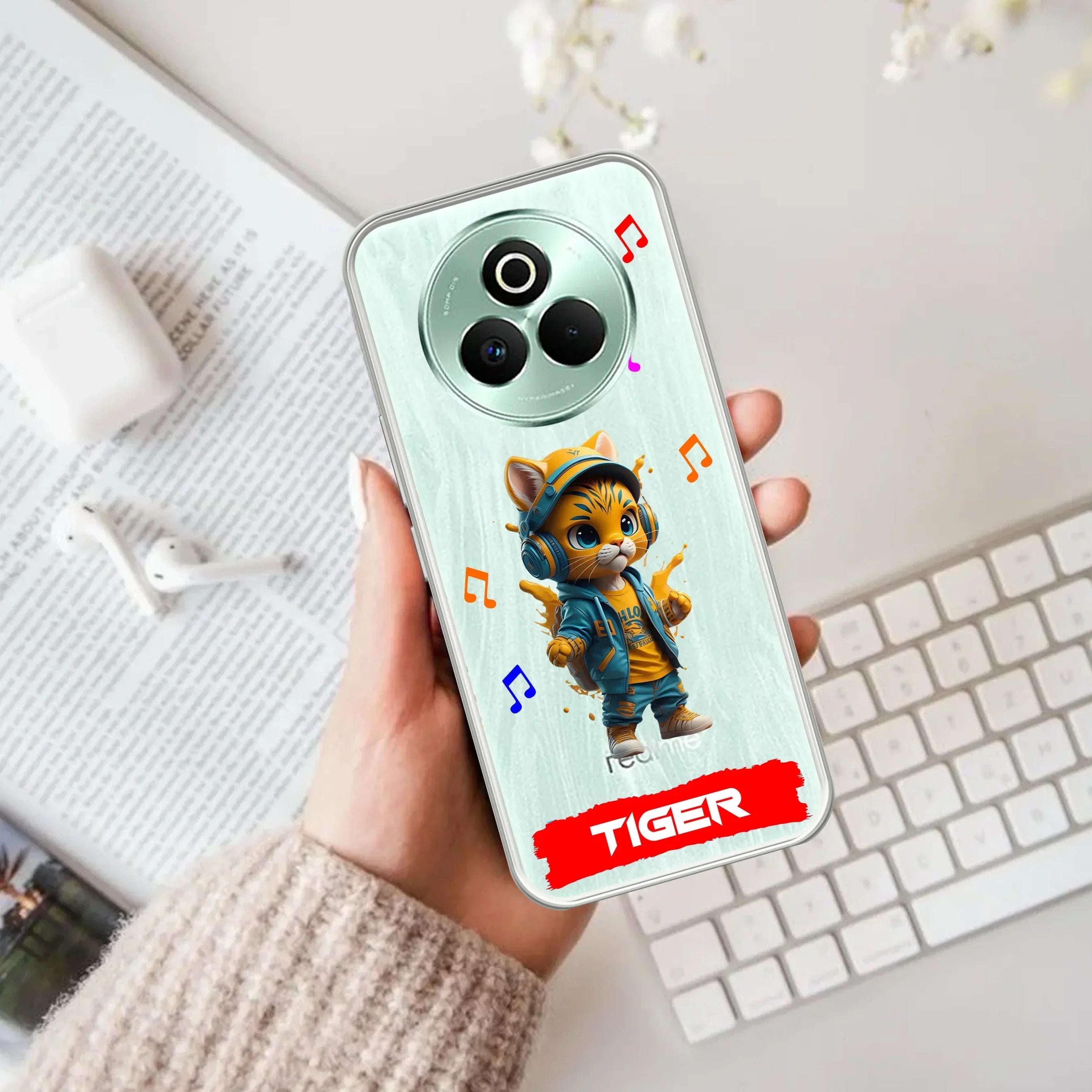 Music Cat Customize Transparent Silicon Case For Realme Narzo 70 Pro 5G