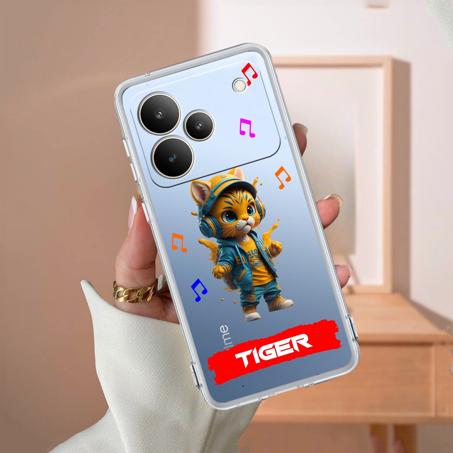 Music Cat Customize Transparent Silicon Case For Realme/Narzo