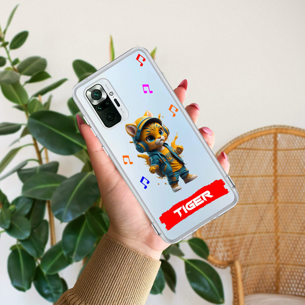 Music Cat Customize Transparent Silicon Case For Redmi Note 10 Pro / Redmi Note 10 Pro Max