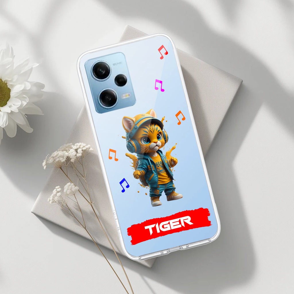Music Cat Customize Transparent Silicon Case For Redmi Note 12 5G