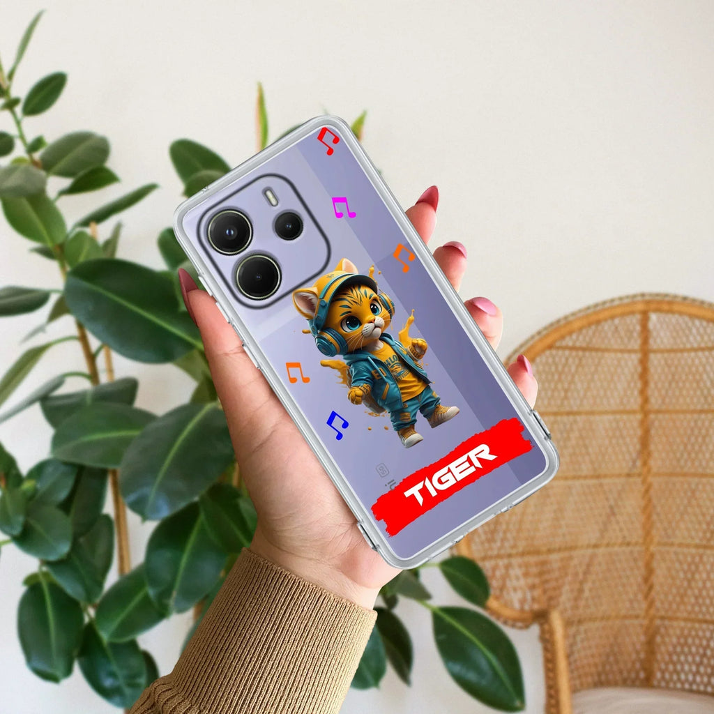 Music Cat Customize Transparent Silicon Case For Redmi 13C 5G