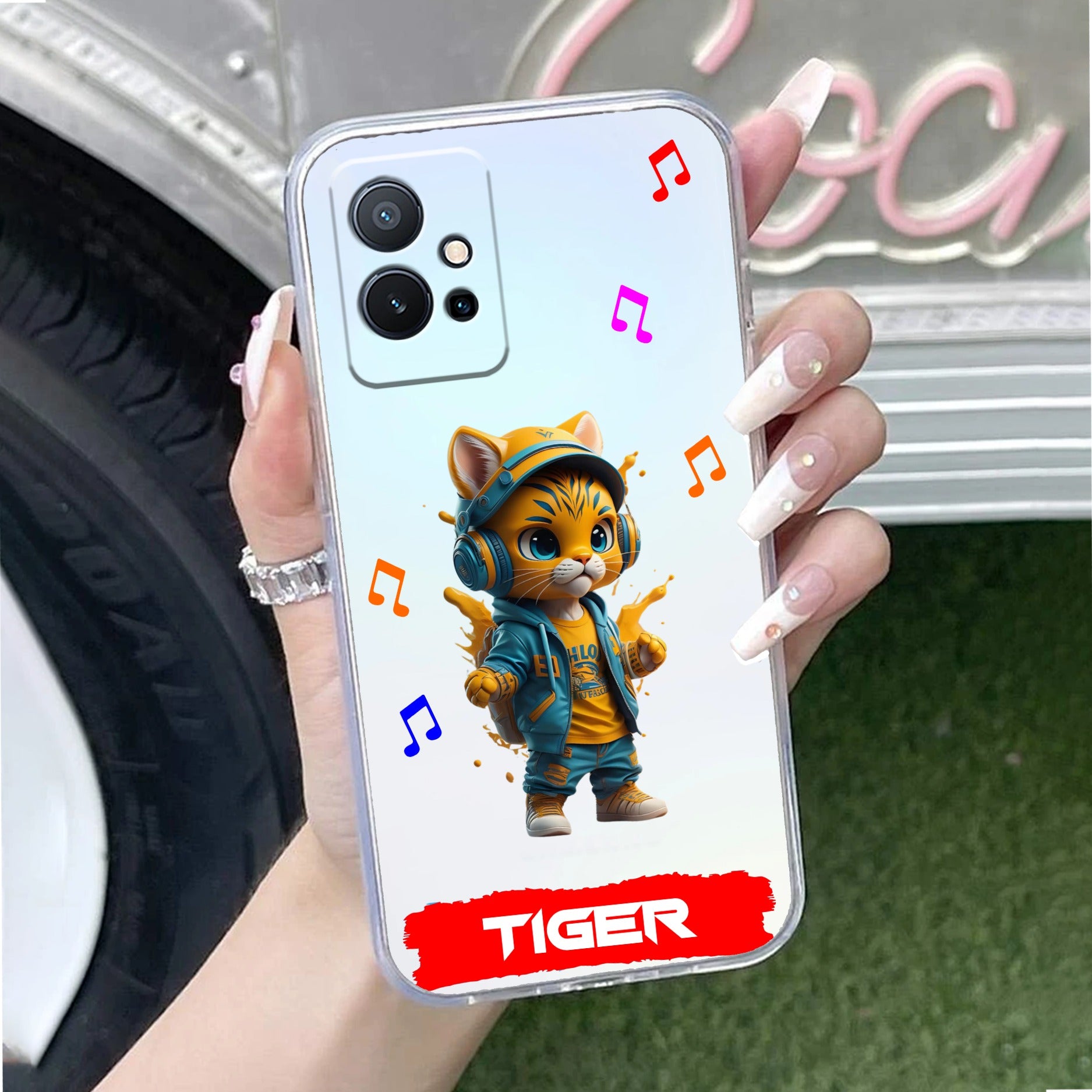 Music Cat Customize Transparent Silicon Case For Vivo T1 5G