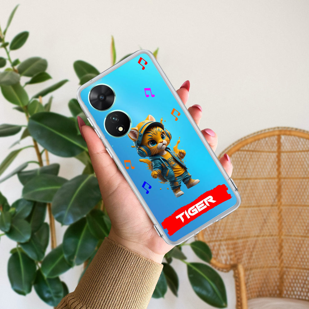 Music Cat Customize Transparent Silicon Case For Vivo T2 5G
