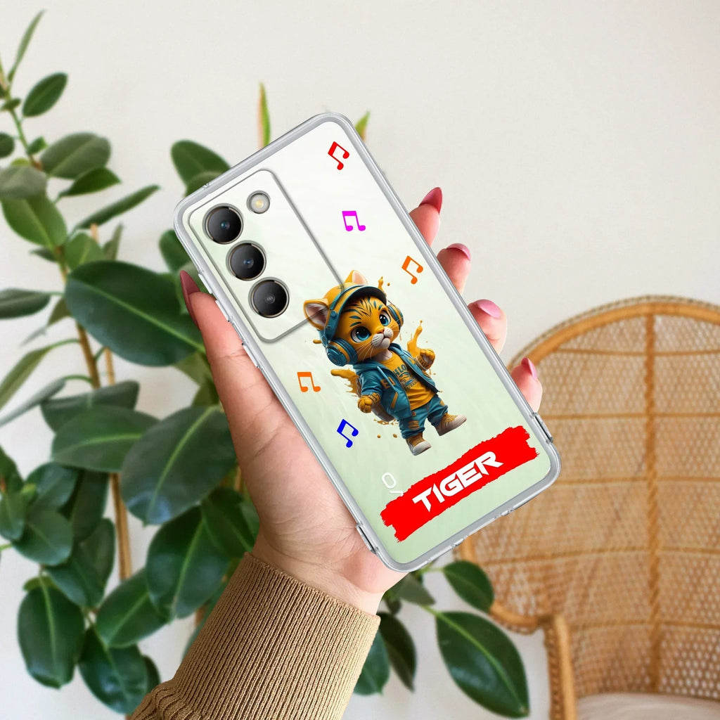 Music Cat Customize Transparent Silicon Case For Vivo Y200e 5G