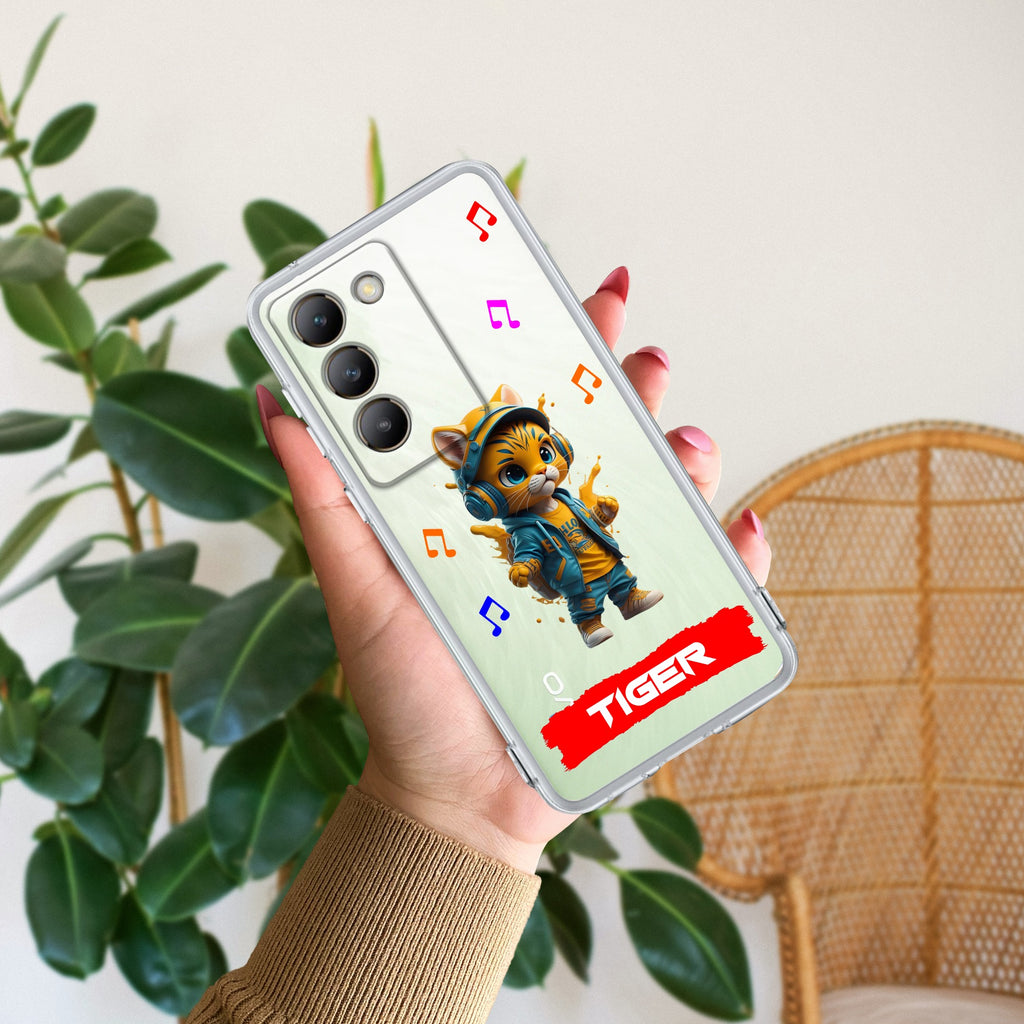 Music Cat Customize Transparent Silicon Case For Vivo T3 5G