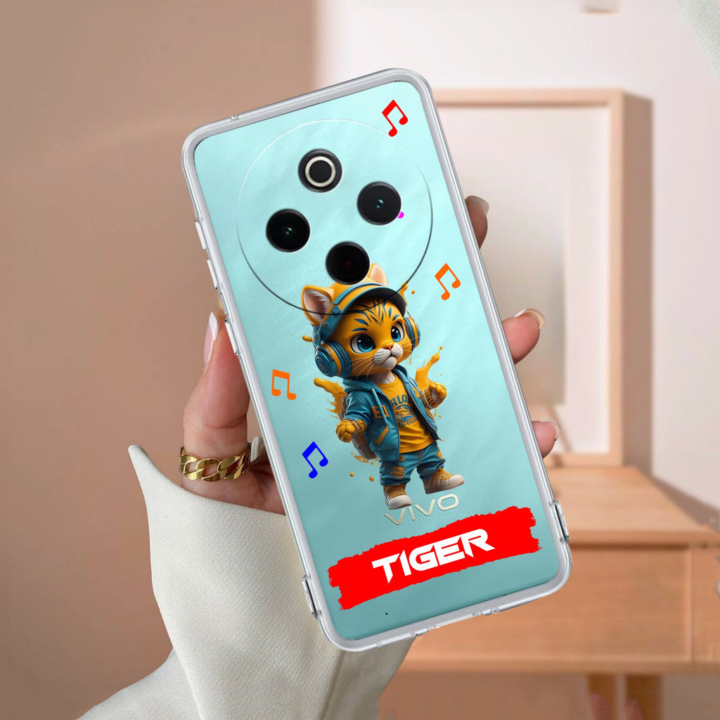 Music Cat Customize Transparent Silicon Case For Vivo T4 5G