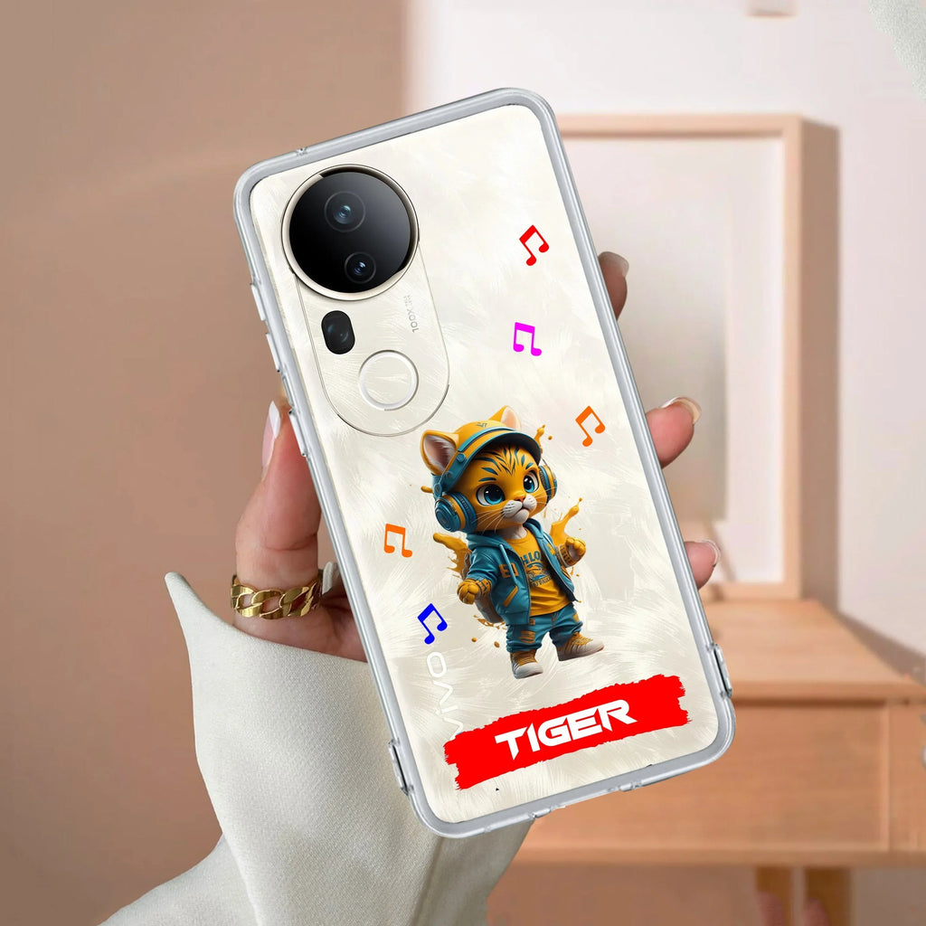 Music Cat Customize Transparent Silicon Case For Vivo T4x 5G