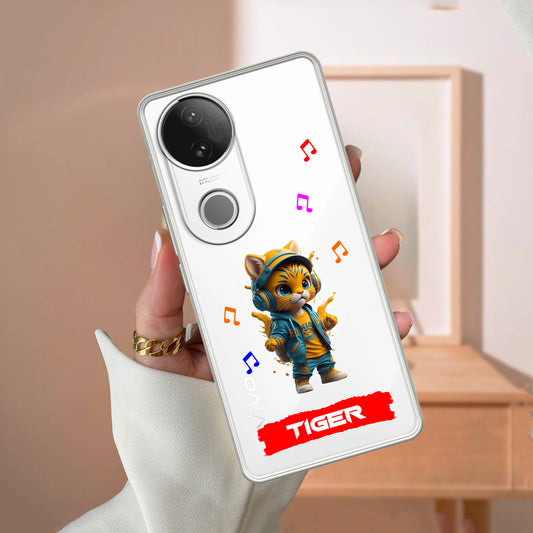 Music Cat Customize Transparent Silicon Case For Vivo