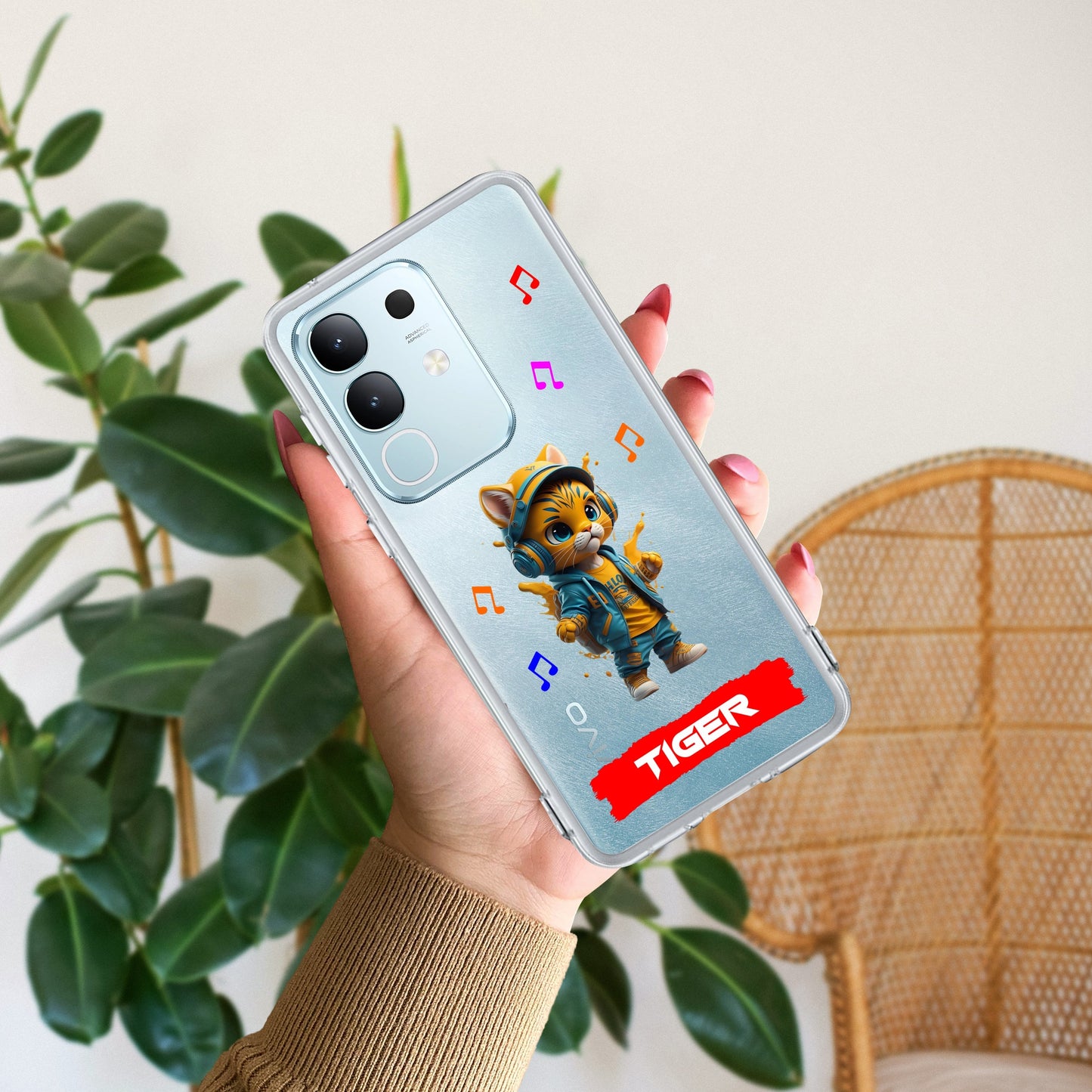 Music Cat Customize Transparent Silicon Case For Vivo